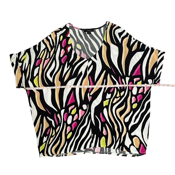 Toxik3 Women's Abstract Print Relaxed Fit Blouse Sz L Bold Artsy Statement Top - Picture 4 of 11